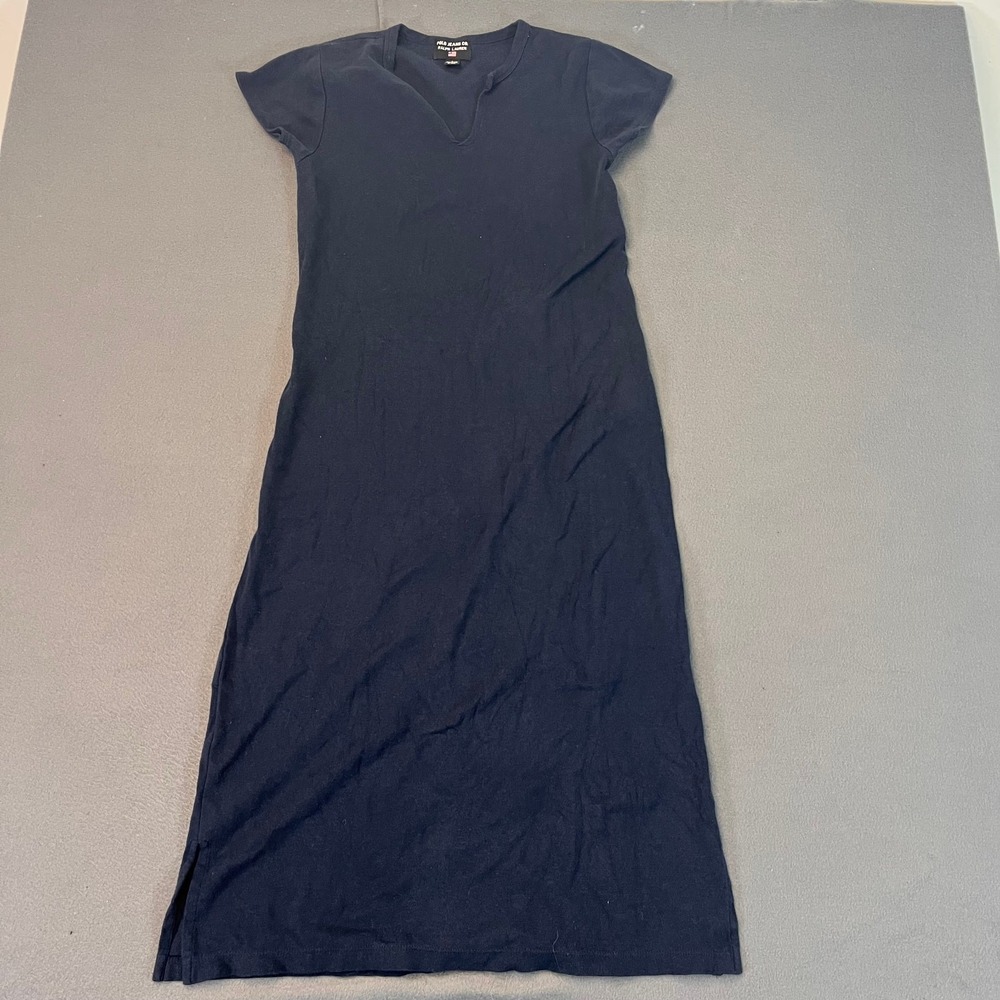 Polo Ralph Lauren Blue Vintage Womens Sz Lg Keyhole Shirt Dress Midi SS Cotton